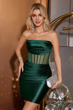Verde scuro Aderente Corsetto senza spalline Abito corto Homecoming