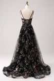 Avorio Fiore Ricamato Corsetto Lungo Abito da ballo con Fessura