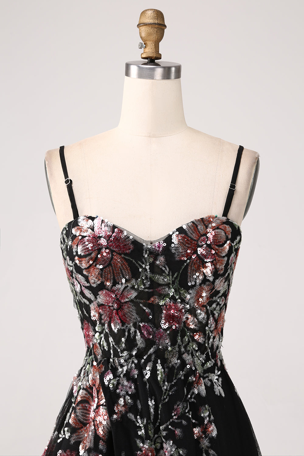 Avorio Fiore Ricamato Corsetto Lungo Abito da ballo con Fessura