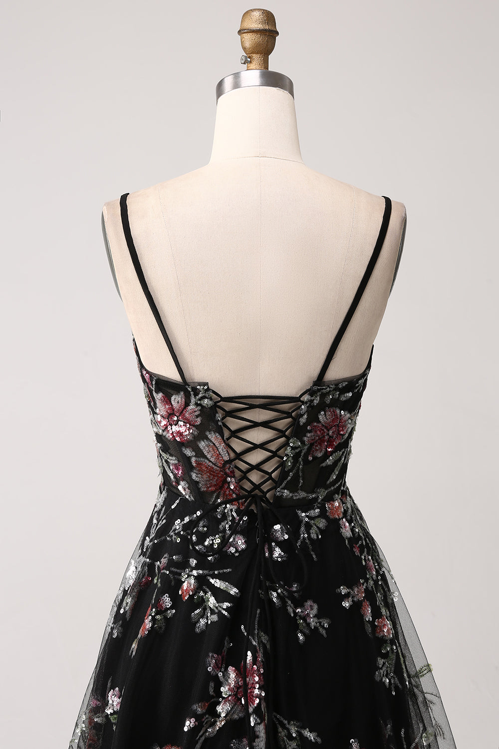 Avorio Fiore Ricamato Corsetto Lungo Abito da ballo con Fessura
