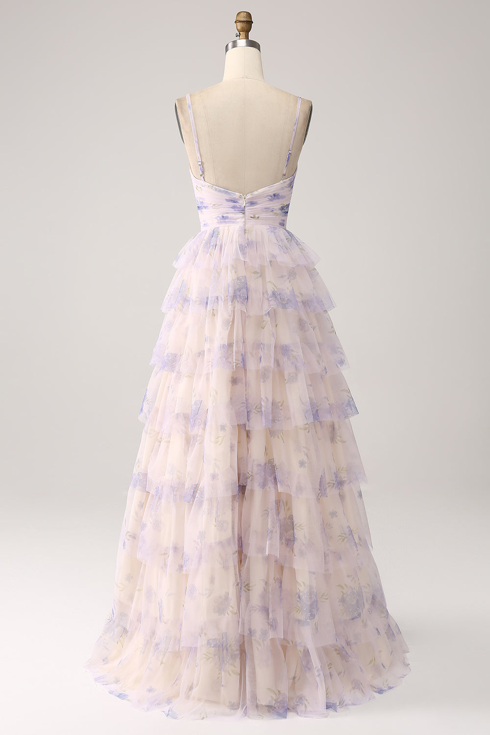 Fiore di lavanda Abito da ballo principessa a più livelli con pieghe