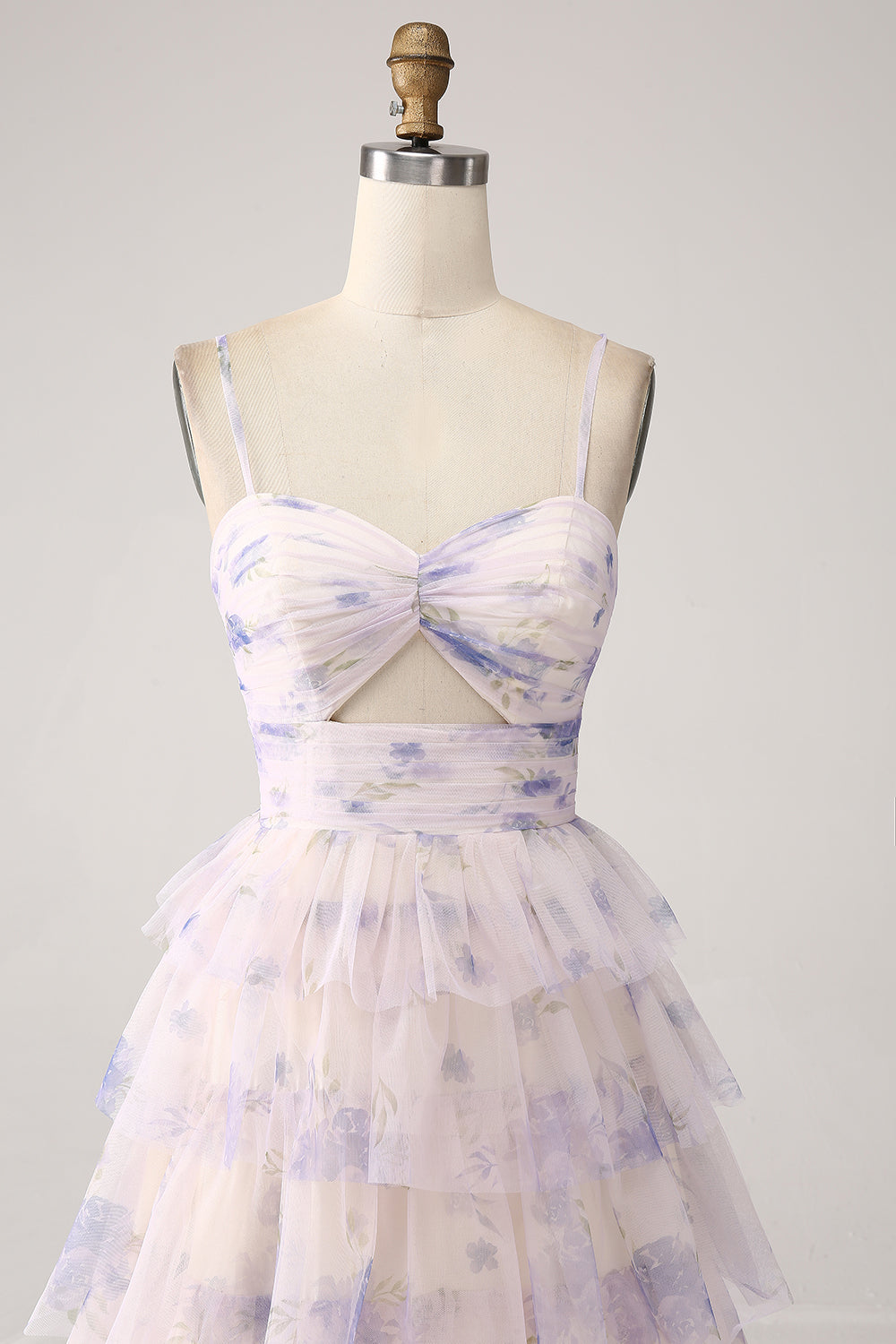 Fiore di lavanda Abito da ballo principessa a più livelli con pieghe