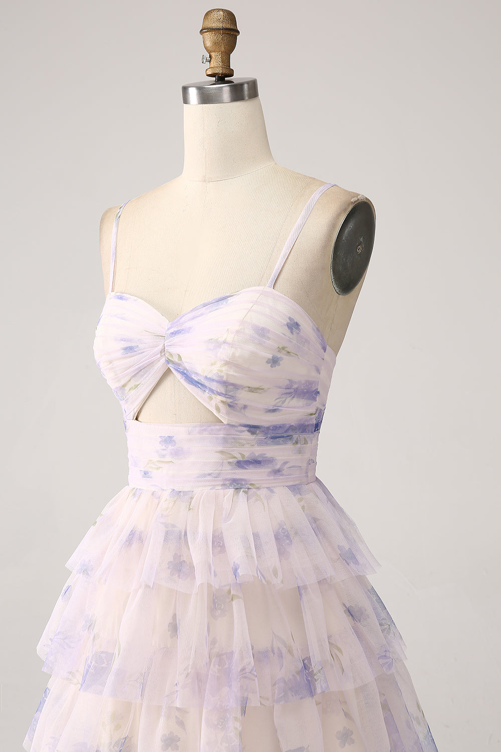 Fiore di lavanda Abito da ballo principessa a più livelli con pieghe