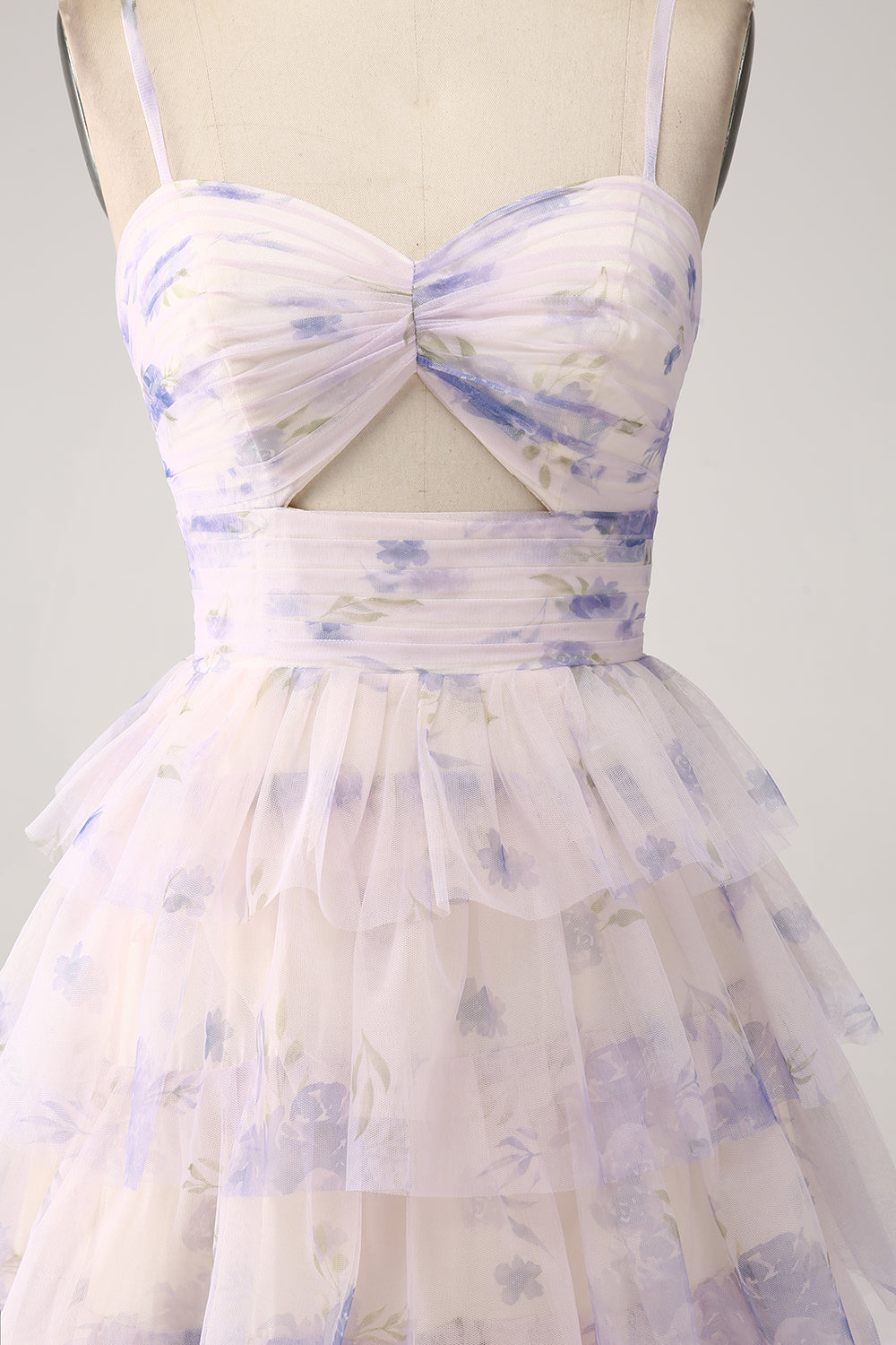 Fiore di lavanda Abito da ballo principessa a più livelli con pieghe