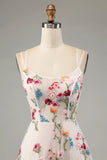 Avorio Fiore A-Line Spalline sottili Corsetto Abito Lungo cerimonia Con Fessura