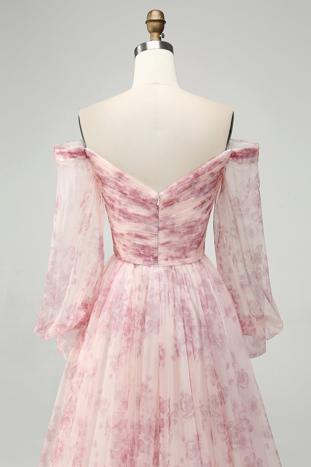 Fiore Blush A-Line Fuori Dalla Spalla Stampa Abito Da Cerimonia Con Fessura