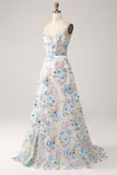 Avorio Fiore A-Line senza spalline Corsetto lungo Prom Dress