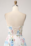 Avorio Fiore A-Line senza spalline Corsetto lungo Prom Dress