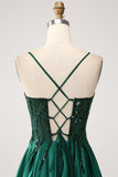 Verde scuro A-Line Spaghetti Straps Abito lungo da ballo