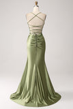 Army Green Mermaid Cowl Neckline Paillettes Abito da ballo lungo con fessura
