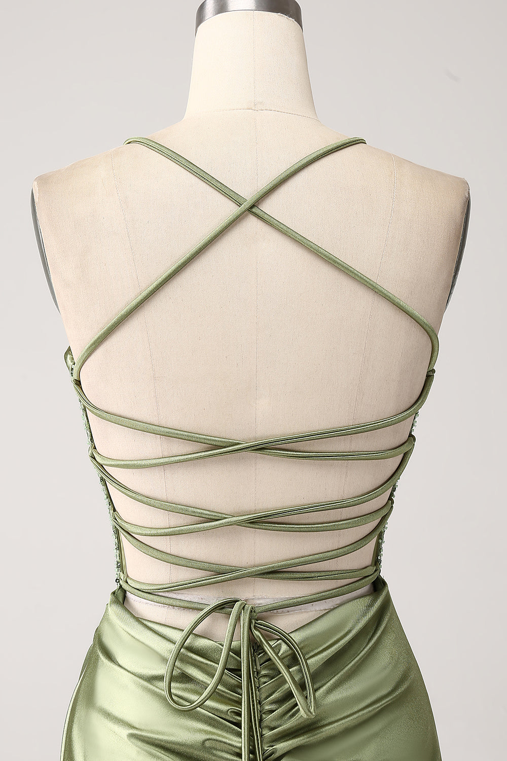 Army Green Mermaid Cowl Neckline Paillettes Abito da ballo lungo con fessura