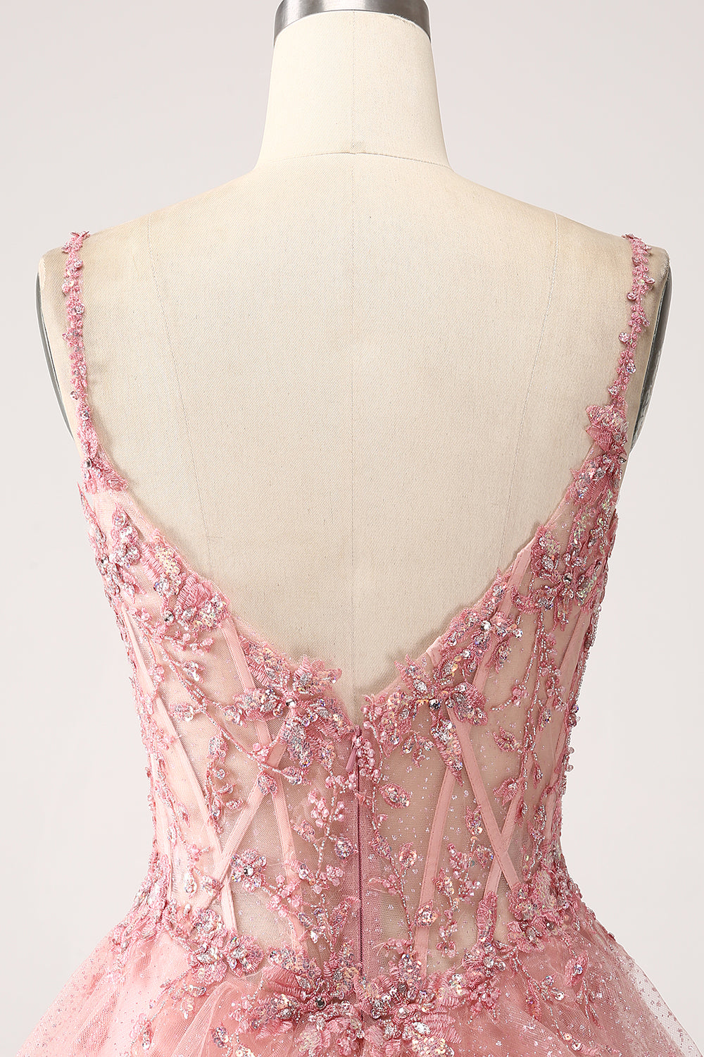 Blush A-Line Spalline Sottili A Più Livelli Tulle Corsetto Abito Lungo Cerimonia