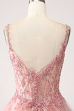 Blush A-Line Spalline Sottili A Più Livelli Tulle Corsetto Abito Lungo Cerimonia