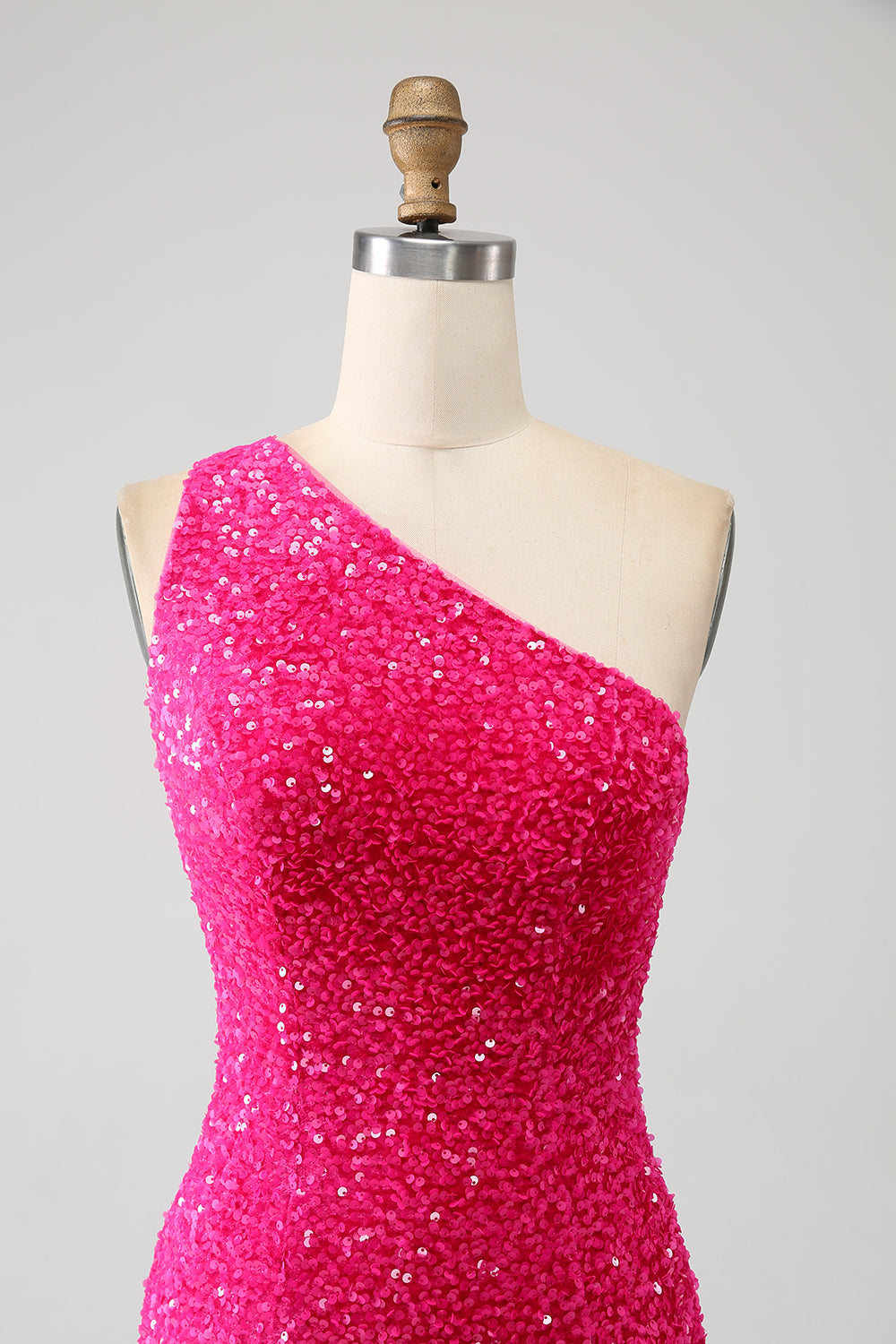 Sparkly Mermaid One Shoulder Paillettes Paillettes Abito Lungo Prom con Spacco