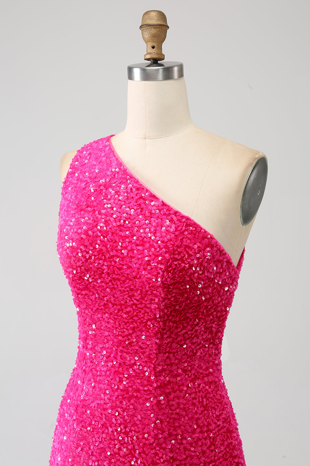 Sparkly Mermaid One Shoulder Paillettes Paillettes Abito Lungo Prom con Spacco