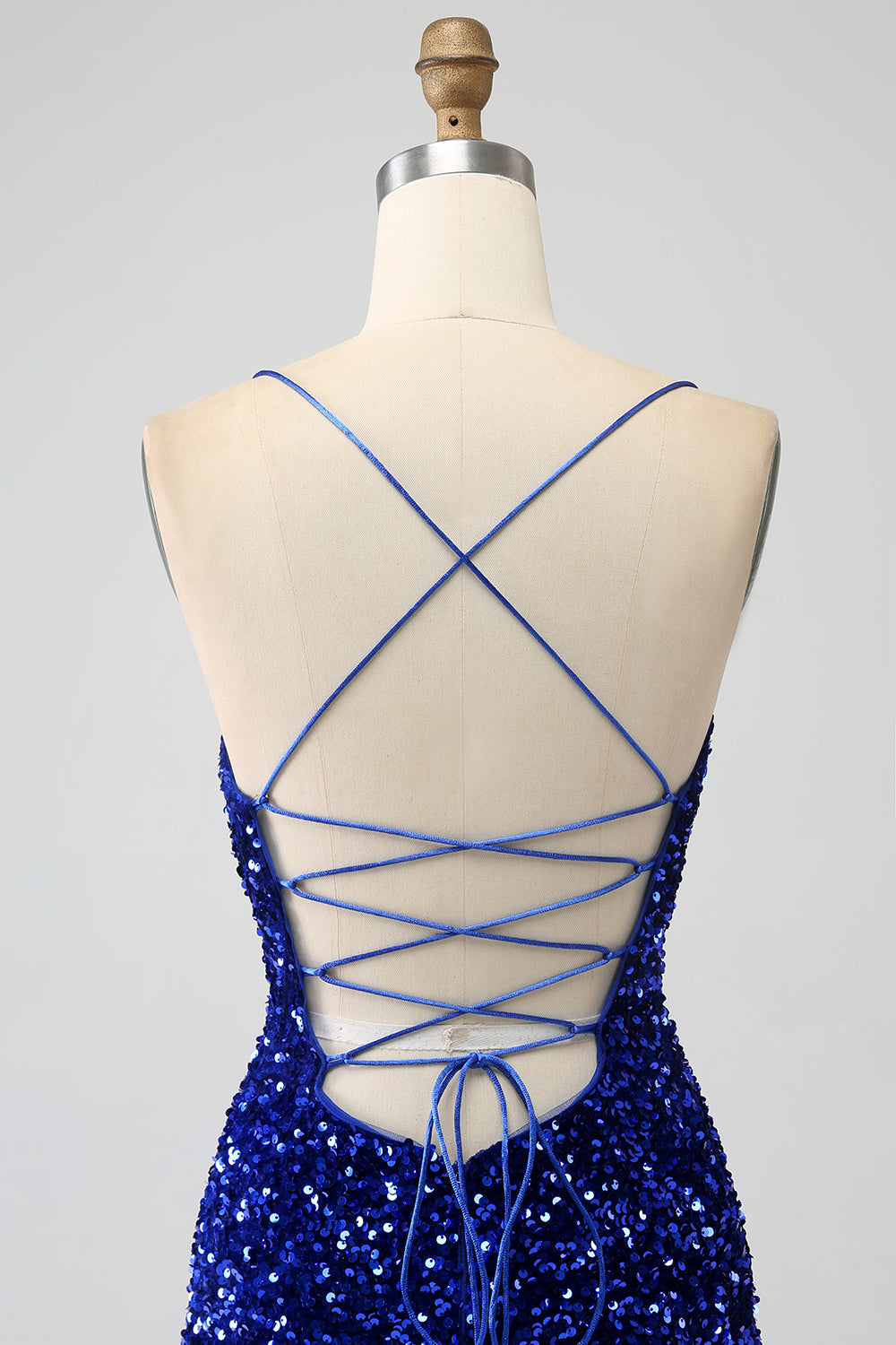 Fucsia Sirena Spalline sottili Scollo a V Paillettes vestito da ballo con Spacco