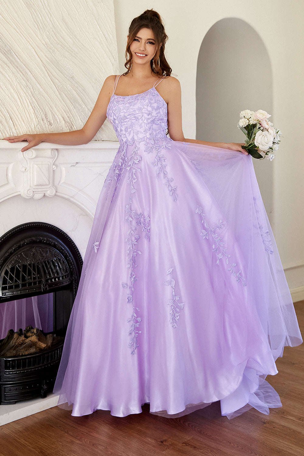 Elegante Abito da Ballo A-line lavanda