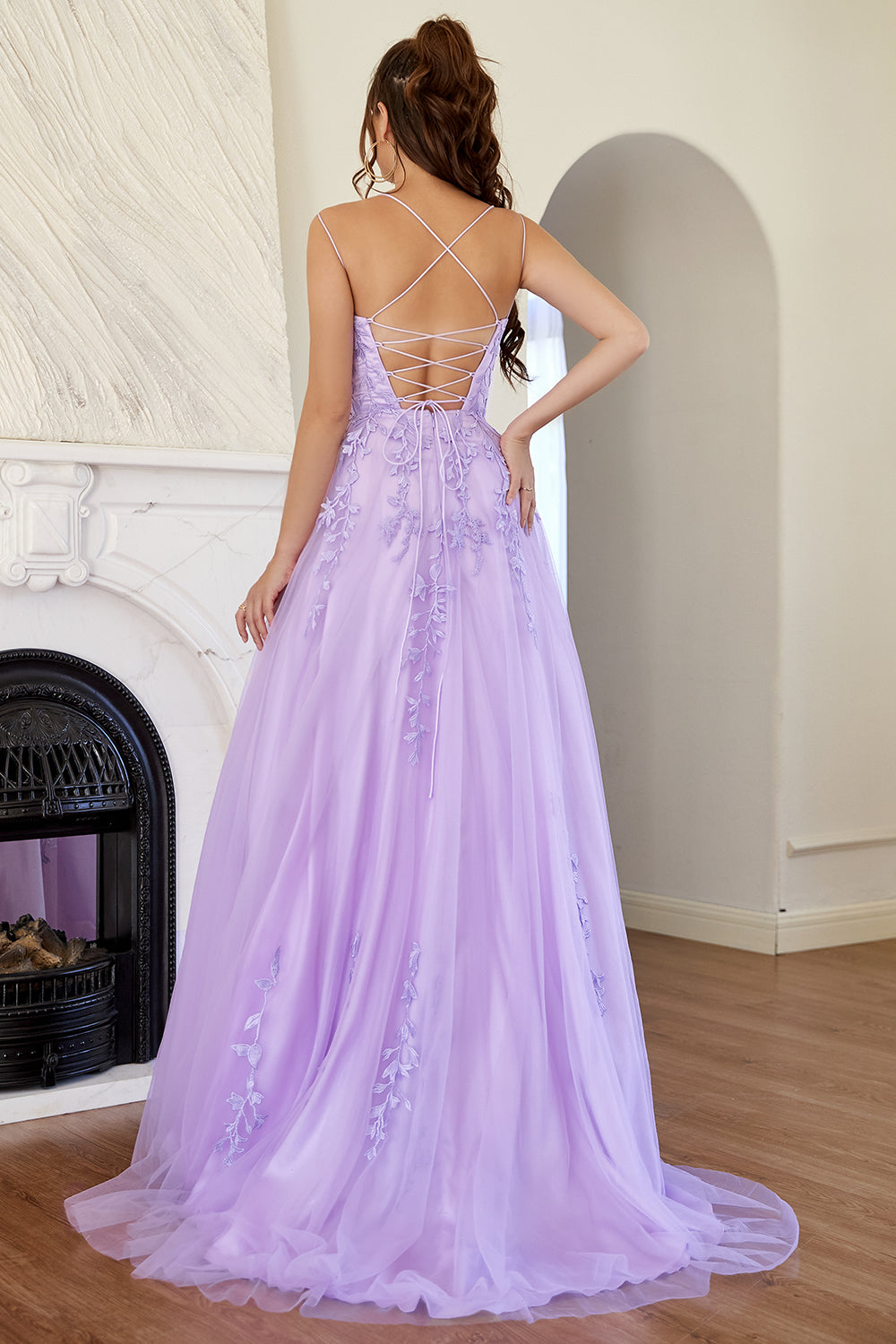 Elegante Abito da Ballo A-line lavanda