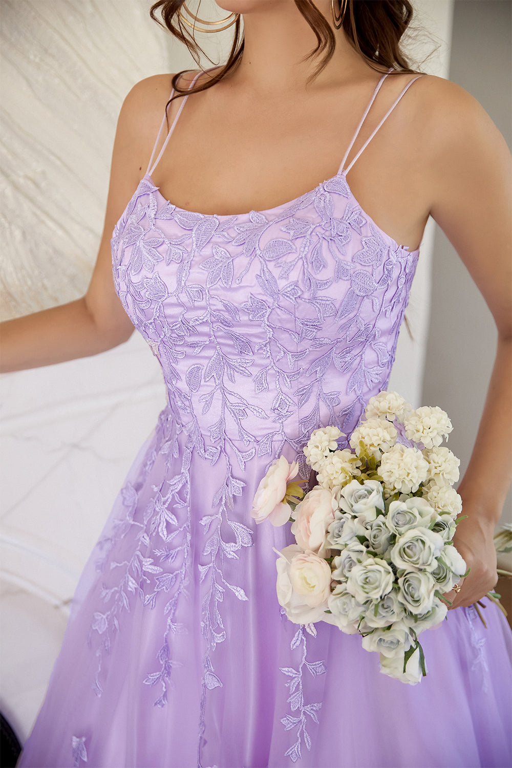 Elegante Abito da Ballo A-line lavanda