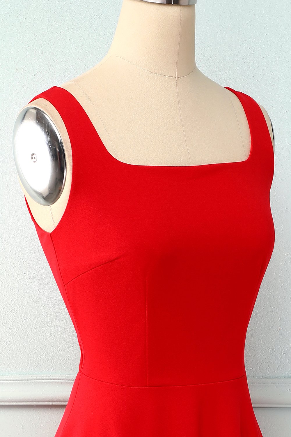 Abito collo quadrato rosso