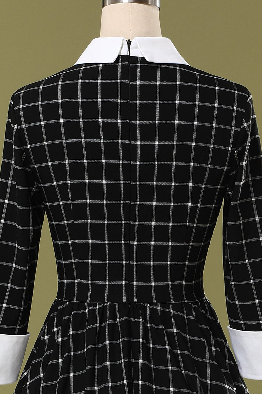 Abito scampanato longuette scozzese nero vintage