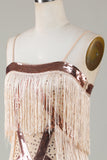 Spaghetti neri paillettes 1920s vestito con frange