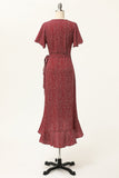 Estate Borgogna Stampa Wrap Dress Casual