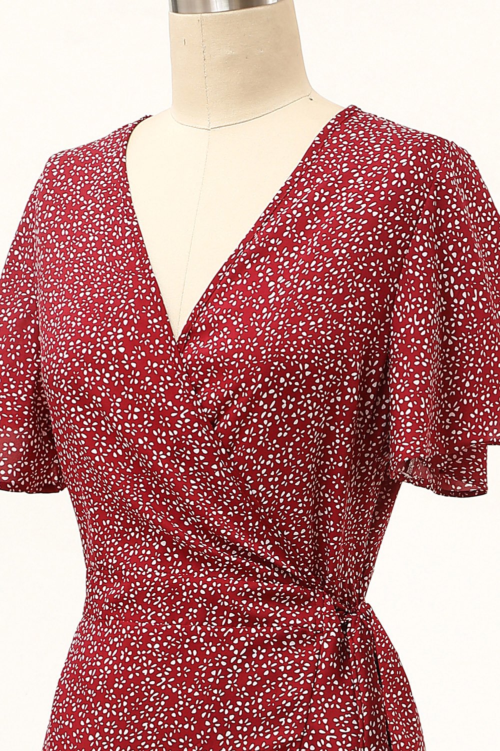Estate Borgogna Stampa Wrap Dress Casual