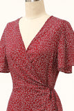 Estate Borgogna Stampa Wrap Dress Casual