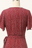Estate Borgogna Stampa Wrap Dress Casual