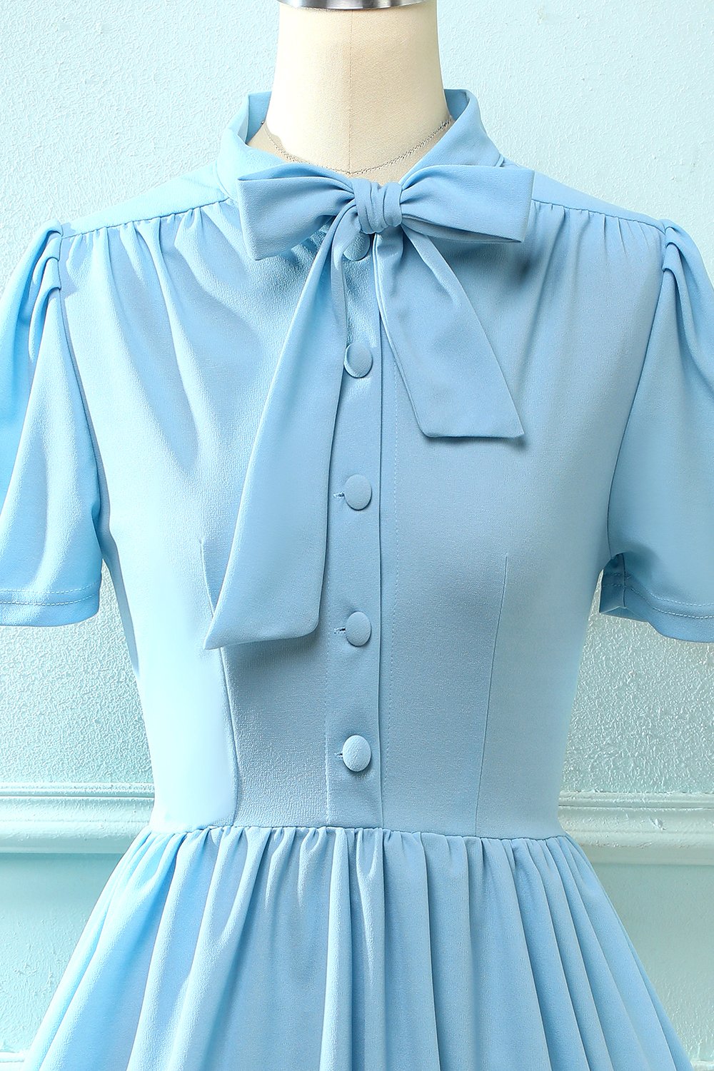Abito Blue Vintage anni '50 con Bowknot