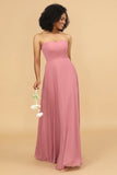 Chiffon A Line Blush Abito da damigella d'onore