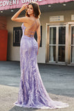 Lilla Sparkly Mermaid Abito lungo da ballo con perline