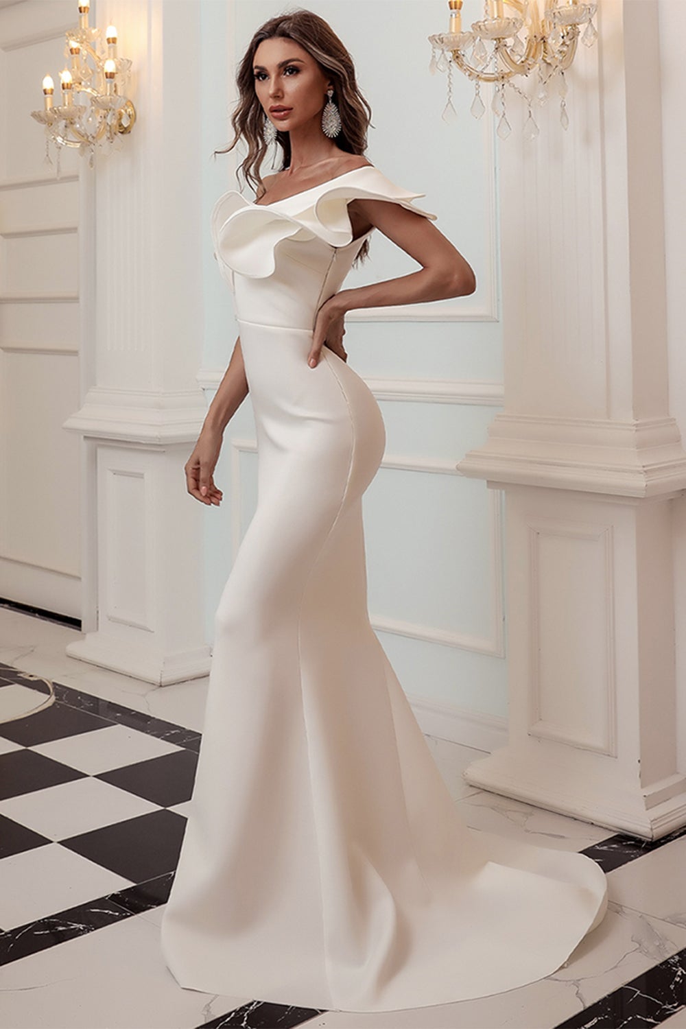 Una spalla Sirena Borgogna Prom Dress