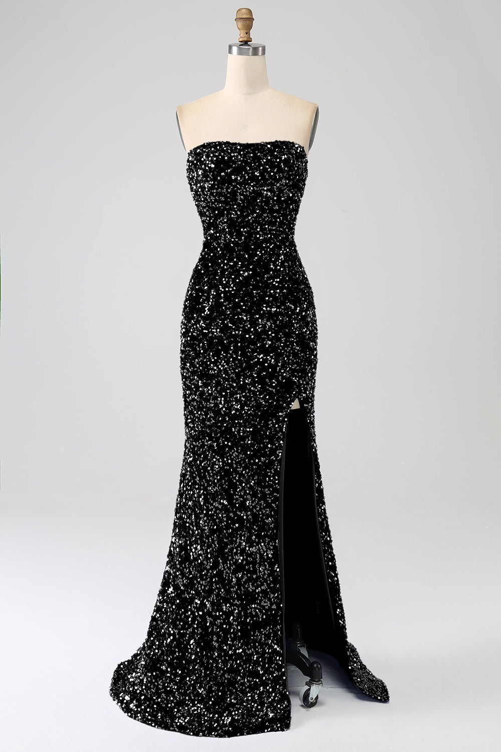 Blu Reale Sirena senza spalline paillettes abito lungo da ballo con fessura
