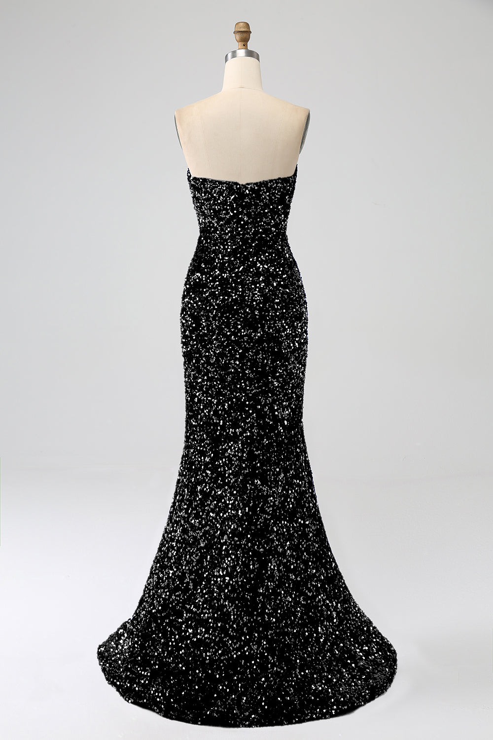 Blu Reale Sirena senza spalline paillettes abito lungo da ballo con fessura