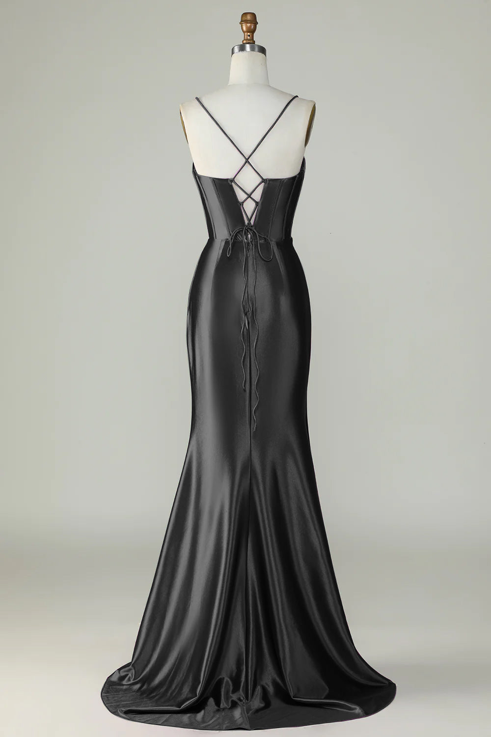 Arancione sirena Spalline sottili lungo corsetto Abito da ballo con fessura