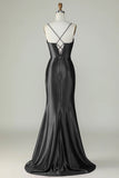 Arancione sirena Spalline sottili lungo corsetto Abito da ballo con fessura