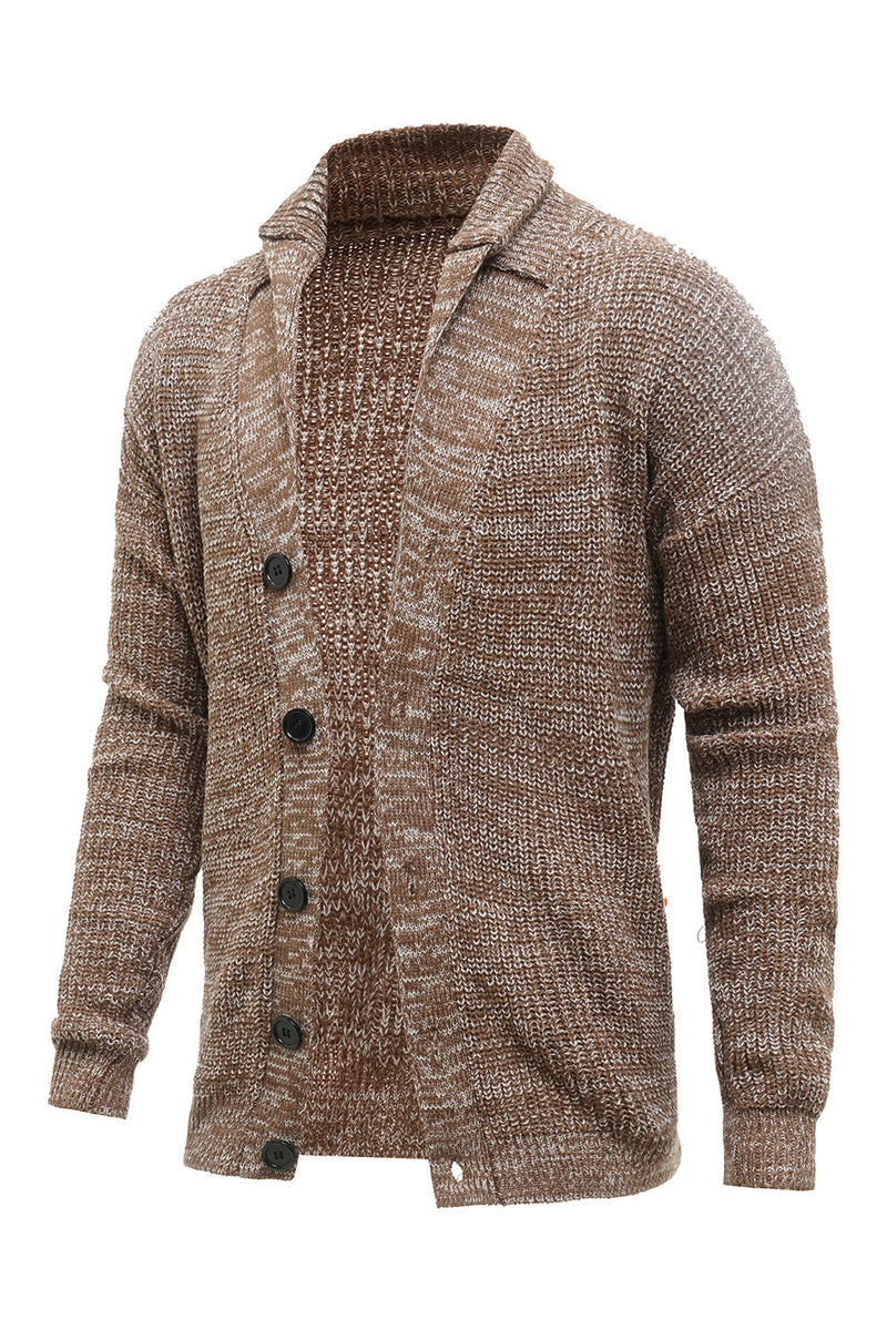 Zapaka Khaki scialle collo maniche lunghe Loose Fit Maglione cardigan da  uomo – zapakait