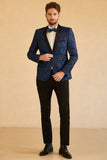 Scialle Bianco Lapel Jacquard One Button Men's Prom Blazer