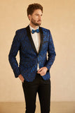 Scialle Bianco Lapel Jacquard One Button Men's Prom Blazer