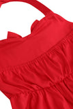 Vestito da ragazza vintage rosso con cavezza con fiocco