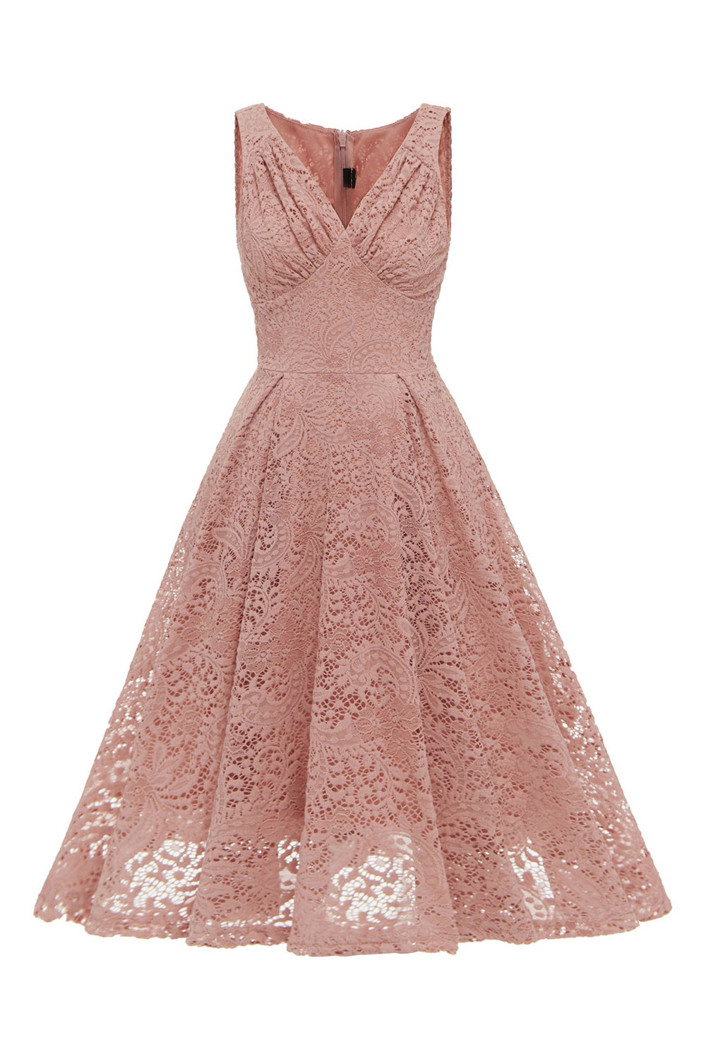 Abito in pizzo senza maniche a trapezio verde scuro