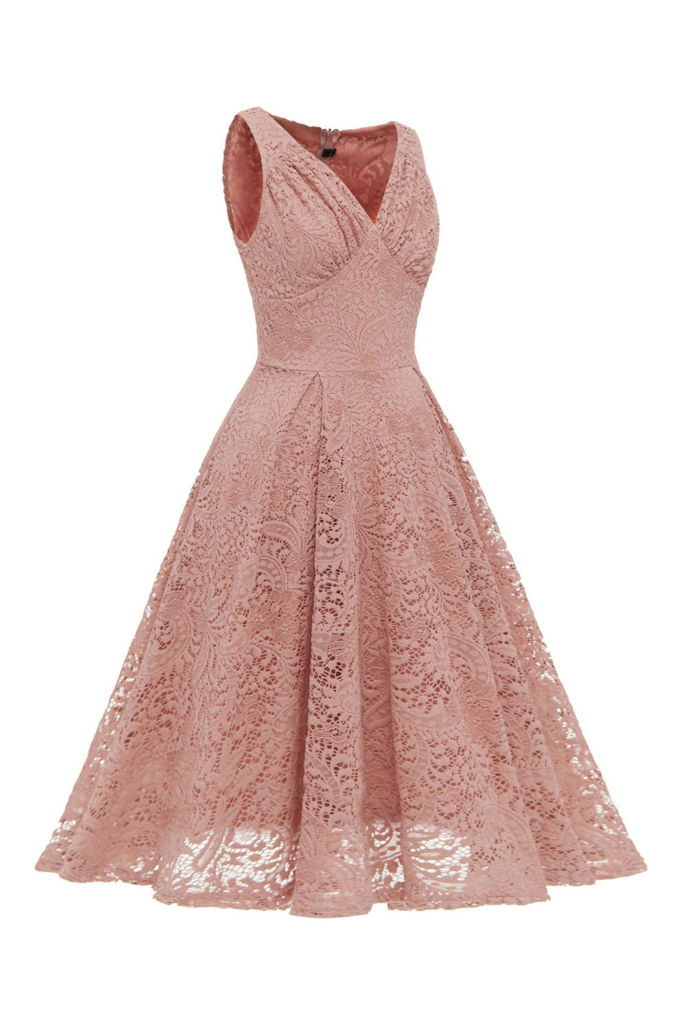 Abito in pizzo senza maniche a trapezio verde scuro