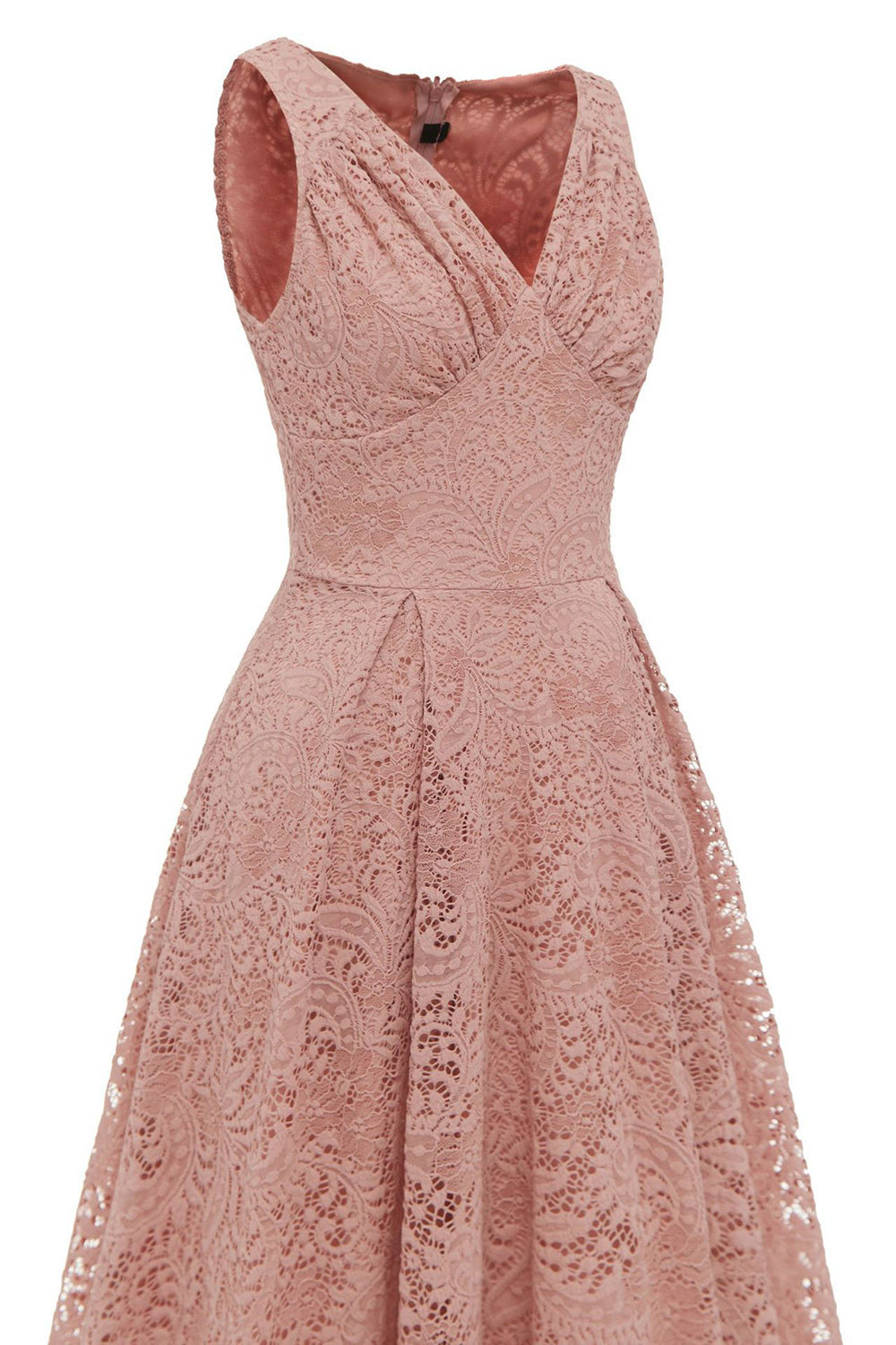 Abito in pizzo senza maniche a trapezio verde scuro