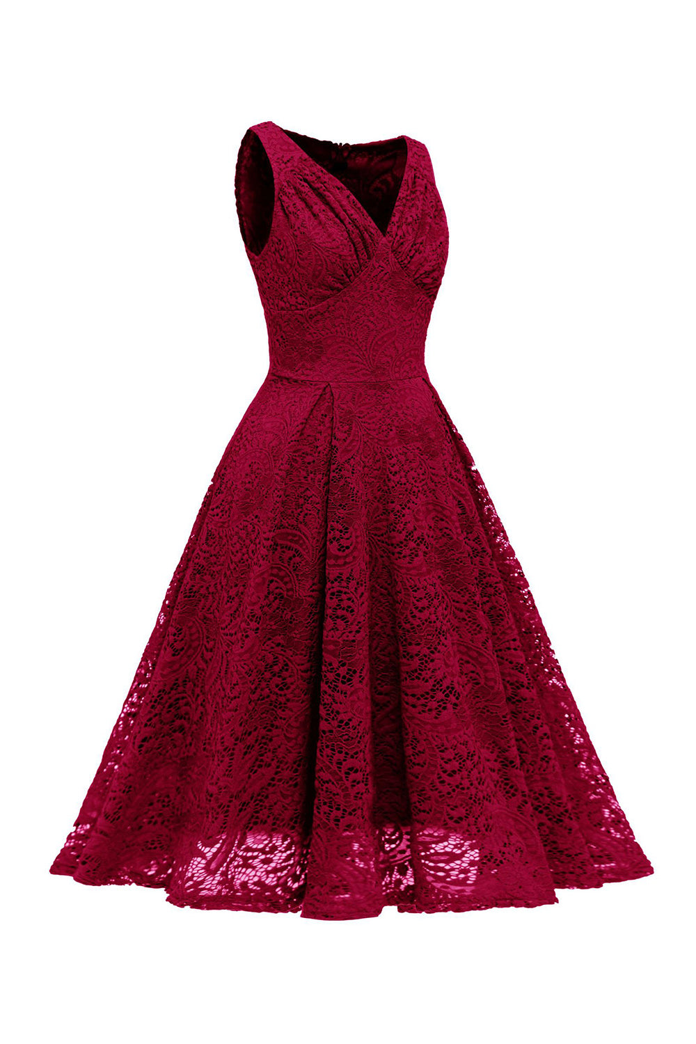 Abito in pizzo senza maniche a trapezio verde scuro