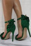 Sandali con tacco alto a spillo verde scuro