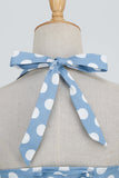 Halter Blue Polka Dots Abito anni 50