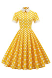 Abito anni '50 Giallo a pois Primavera