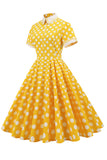 Abito anni '50 Giallo a pois Primavera